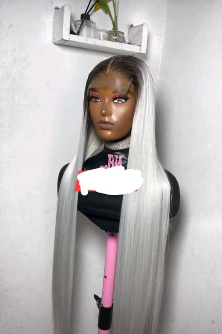 Gray with dark root 5by5 closure